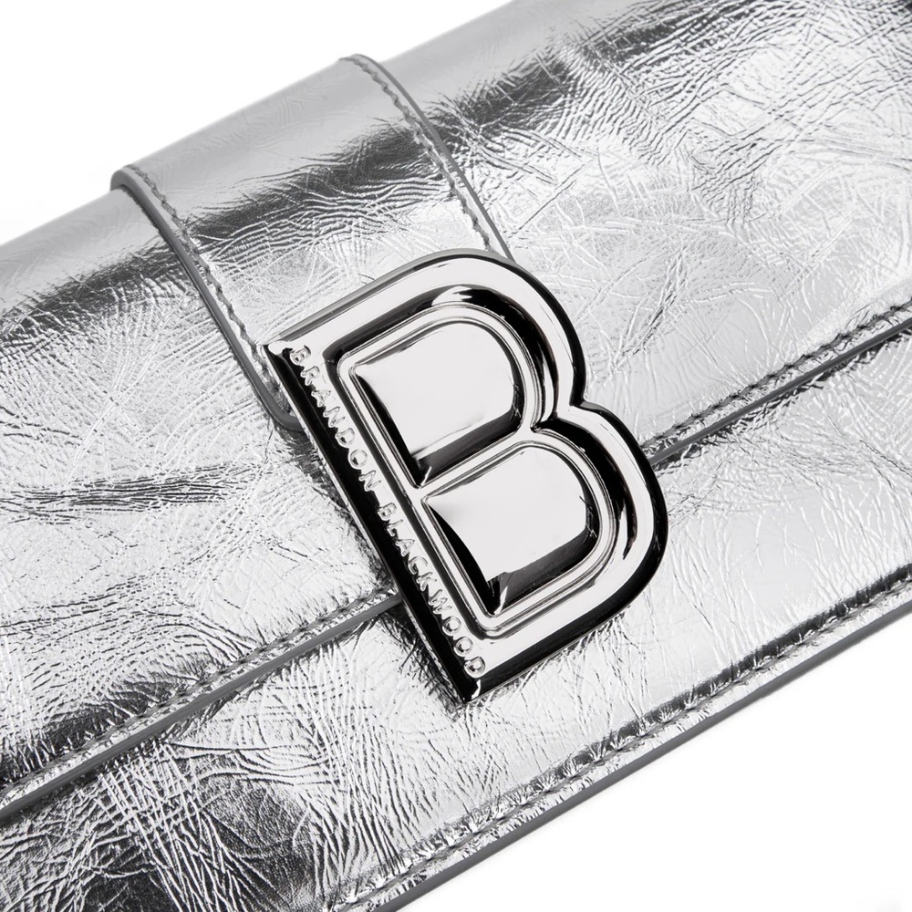 Brandon Blackwood Medium Nia Bag- Metallic Silver Leather - Picture 3 of 9
